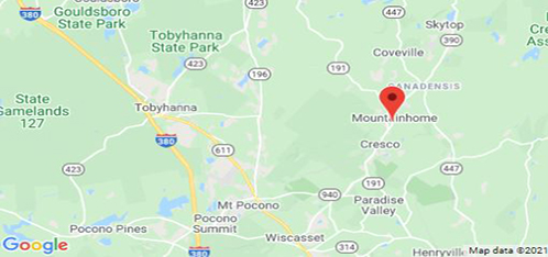 Google maps with the red pin location at mountainhome