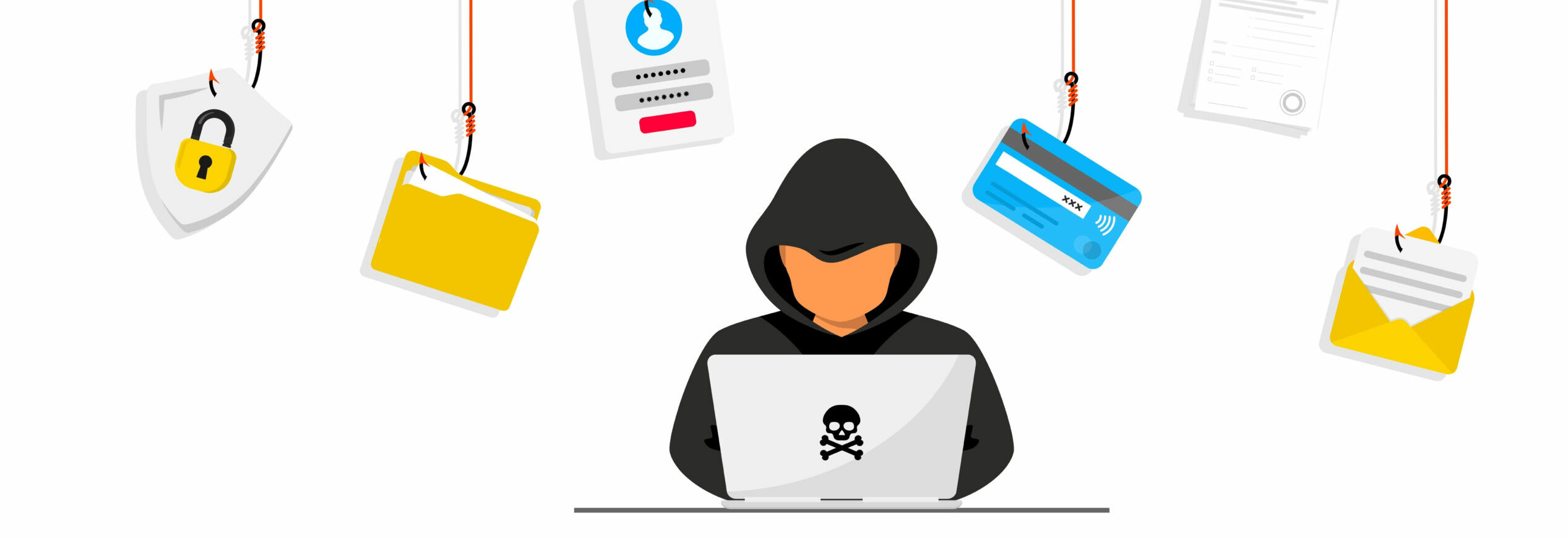 Hacker and Cyber criminals phishing stealing private personal data, user login, password, document, email and credit card. Phishing and fraud, online scam and steal. Hacker sitting at the desktop